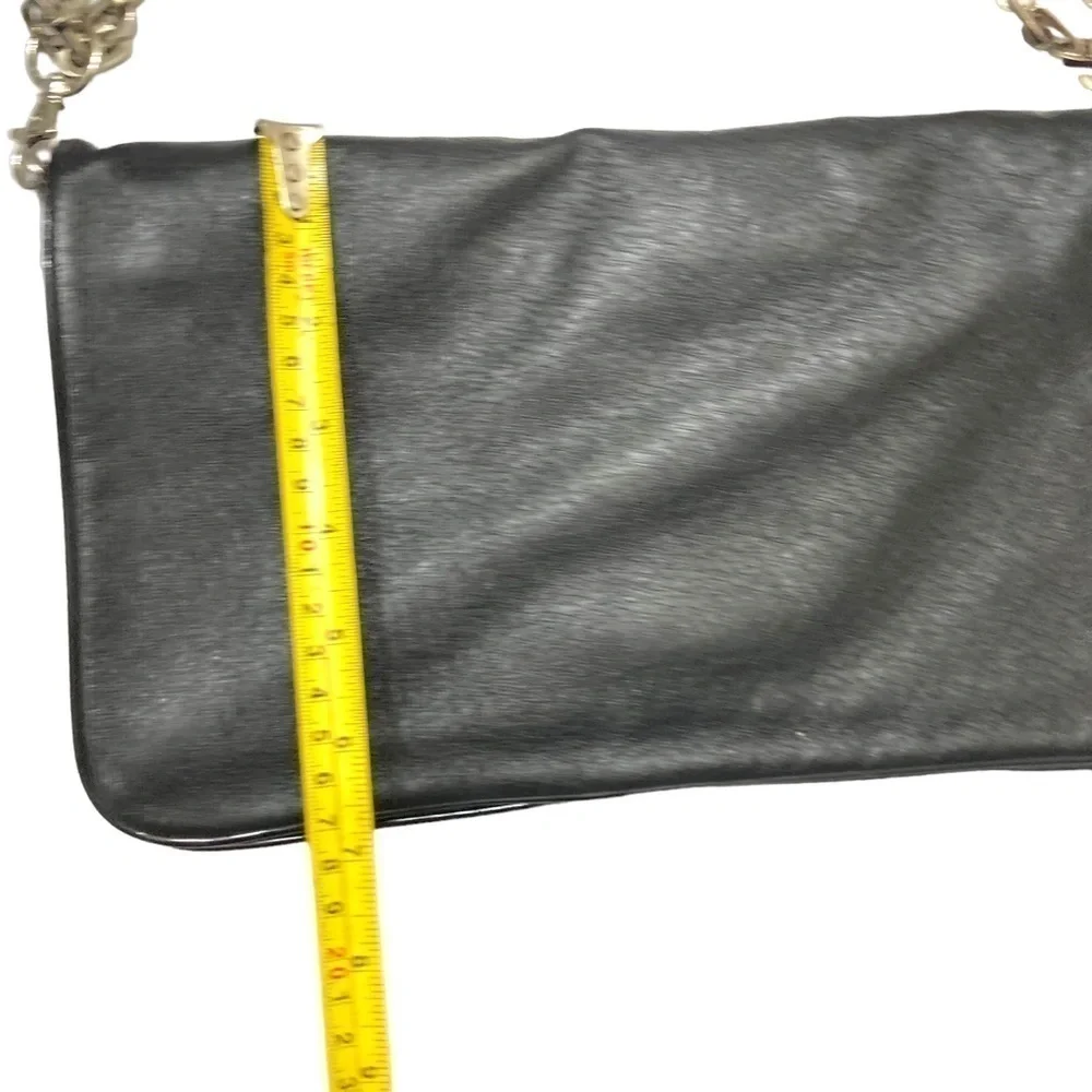 Tory Burch black leather logo convertible clutch bag